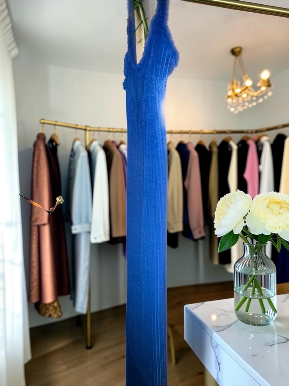 Haute Monde Cobalt Blue Ribbed Bodycon Knit V-Neck Maxi Dress - Picture 3 of 8